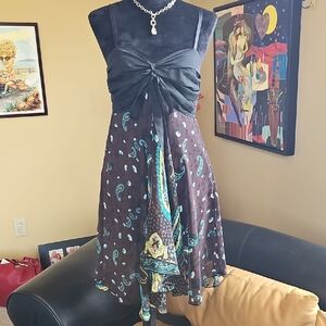 Blue Asymmetrical Ruched Sweetheart Sundress